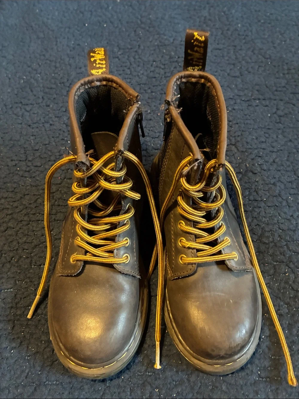 Dr. Martens Kids Brown Boots with Yellow Laces